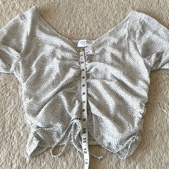 Sienna Sky ruched blouse white polka dots size medium - Picture 8 of 16